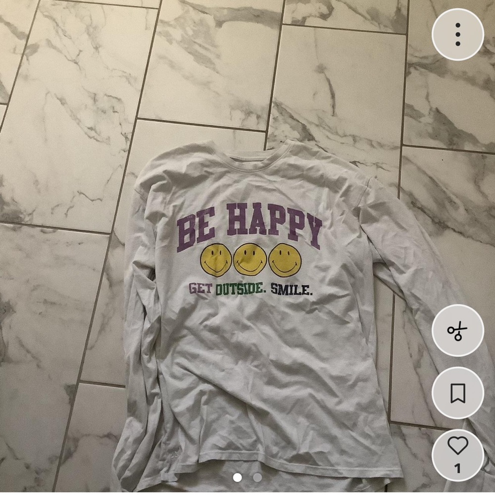 PacSun White and Purple 'Be Happy' Kids Long Sleeve Tee